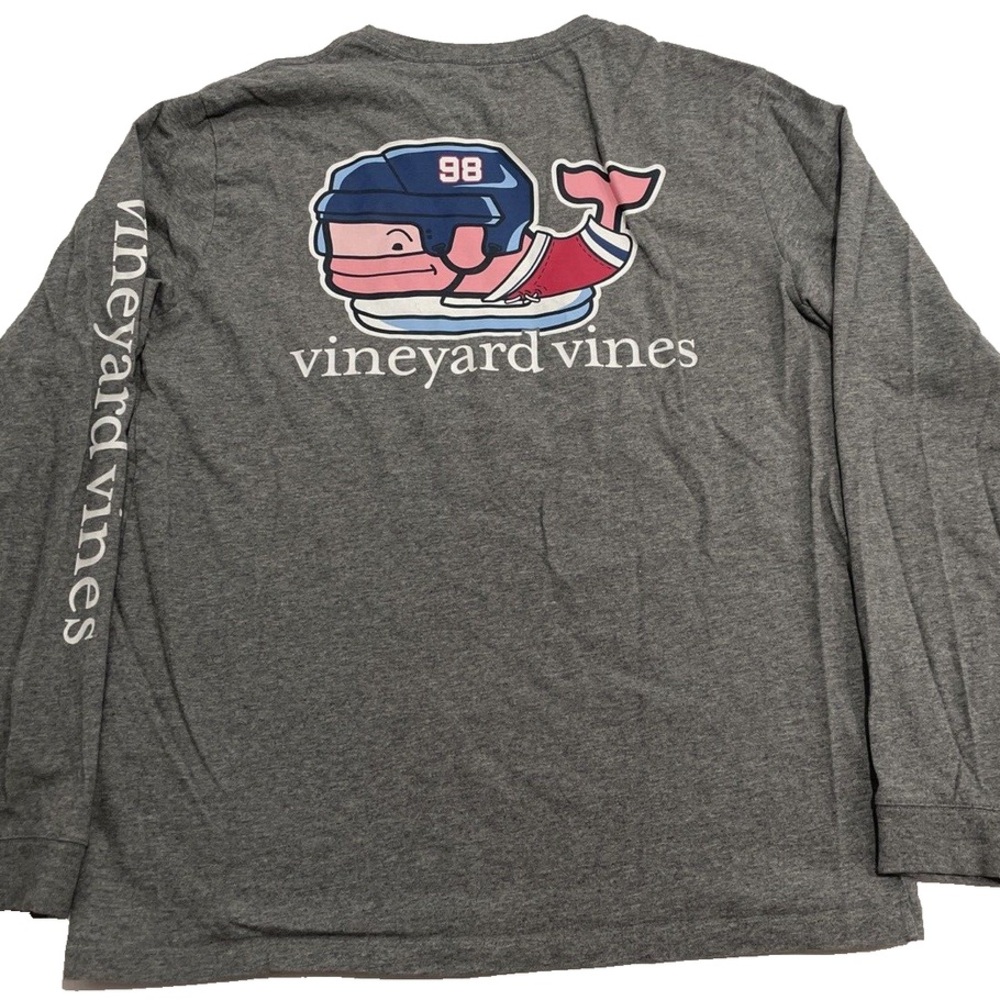 Vineyard Vines Boys Gray Heather Pro Hockey Whale Graphic Pocket T-Shirt